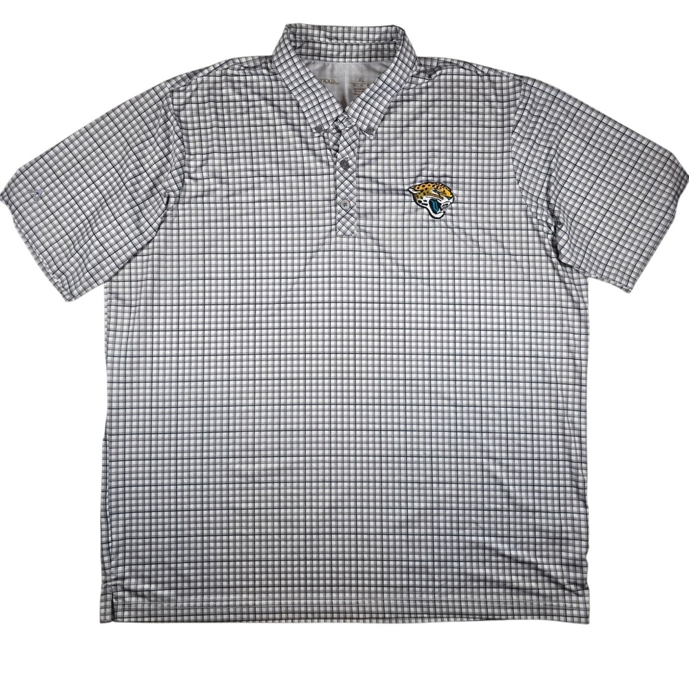 Jacksonville Jaguars Antigua NFL Gray Plaid Check Performance Golf Polo Men's XL